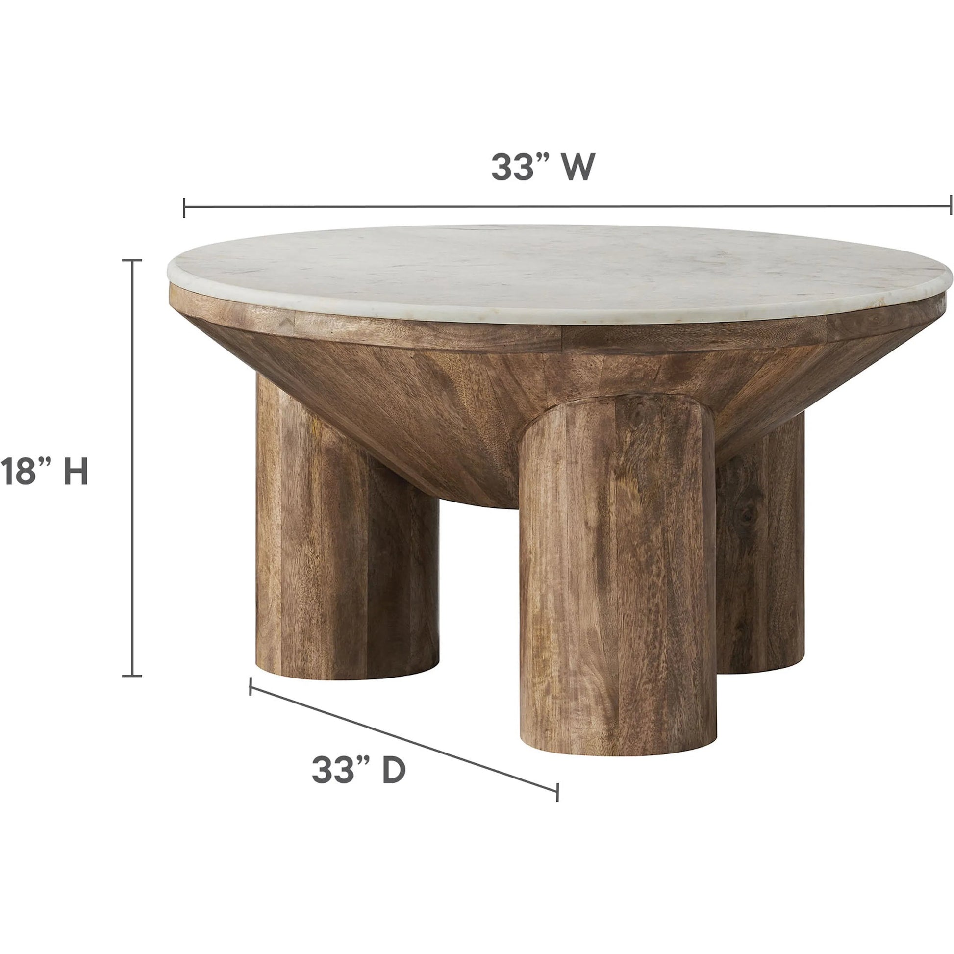 Danville 33" Round Wood Coffee Table With Marble Top by Evans & Londeen in walnut. Made from wood in a modern style.