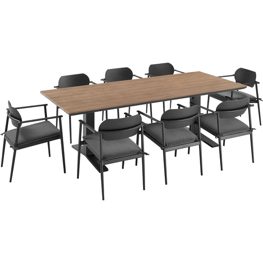Richmond 9-Piece Patio Dining Set by Evans & Londeen. Made from aluminum in a unique style.