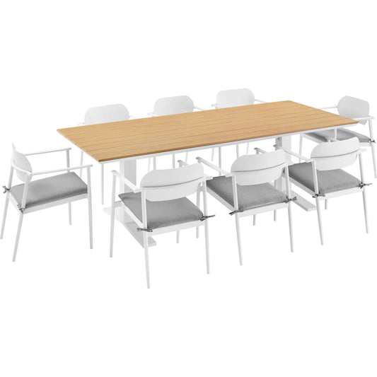 Richmond 9-Piece Patio Dining Set by Evans & Londeen. Made from aluminum in a unique style.