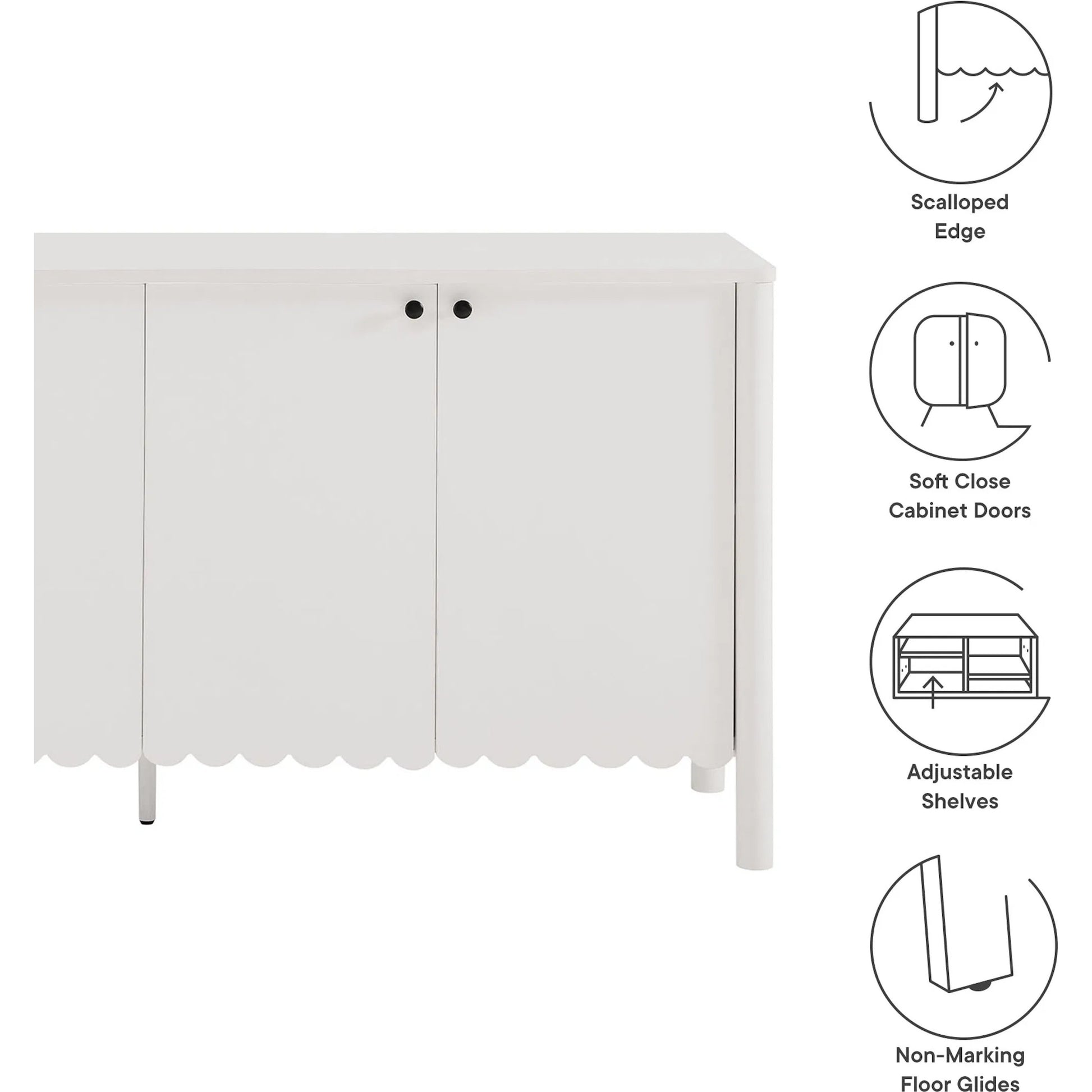 Kiowa 66" 4-Door Scalloped Sideboard Cabinet by Evans & Londeen. Made from unique in a transitional style.