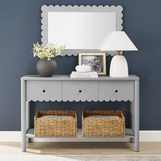 Elsmore 3-Drawer Scalloped Console Table by Evans & Londeen. Made from unique in a unique style.
