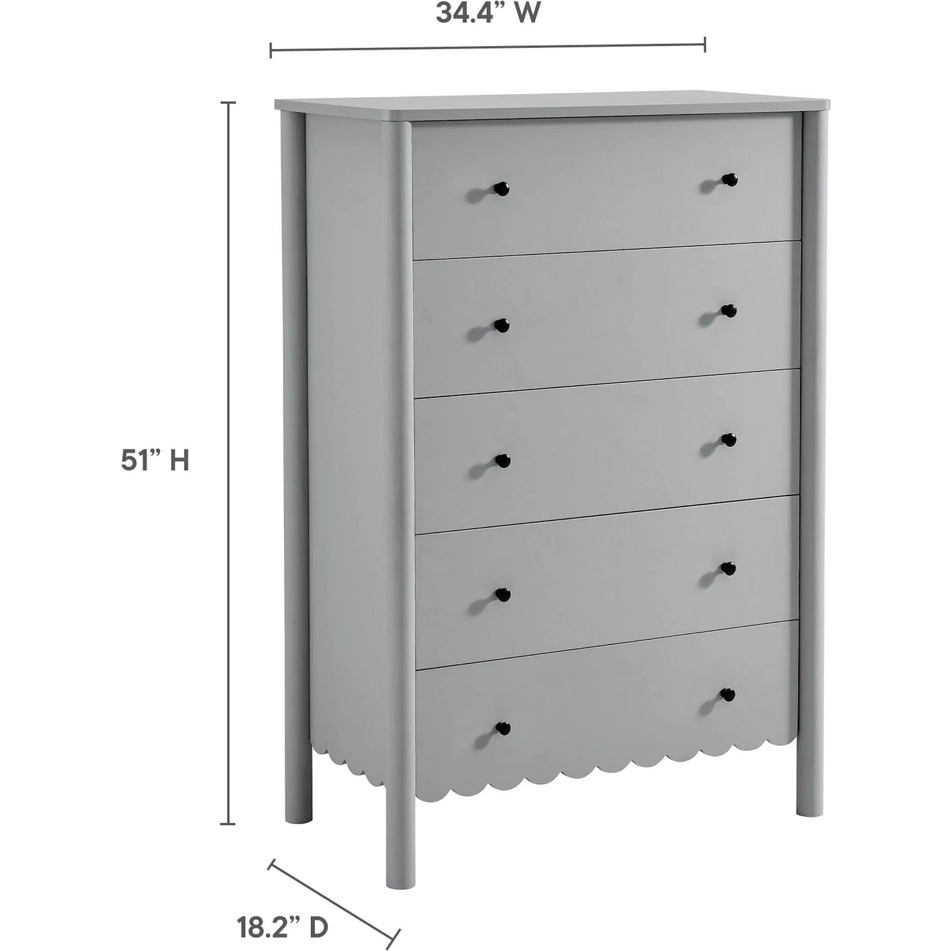 Kiowa Scalloped 5-Drawer Chest by Evans & Londeen. Made from unique in a transitional style.