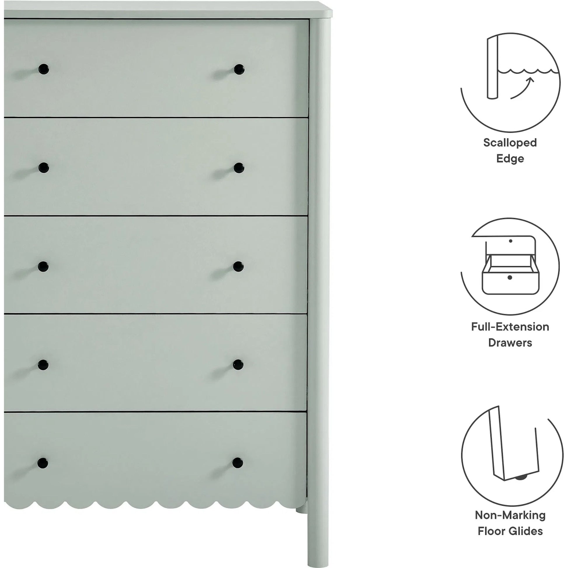 Kiowa Scalloped 5-Drawer Chest by Evans & Londeen. Made from unique in a transitional style.
