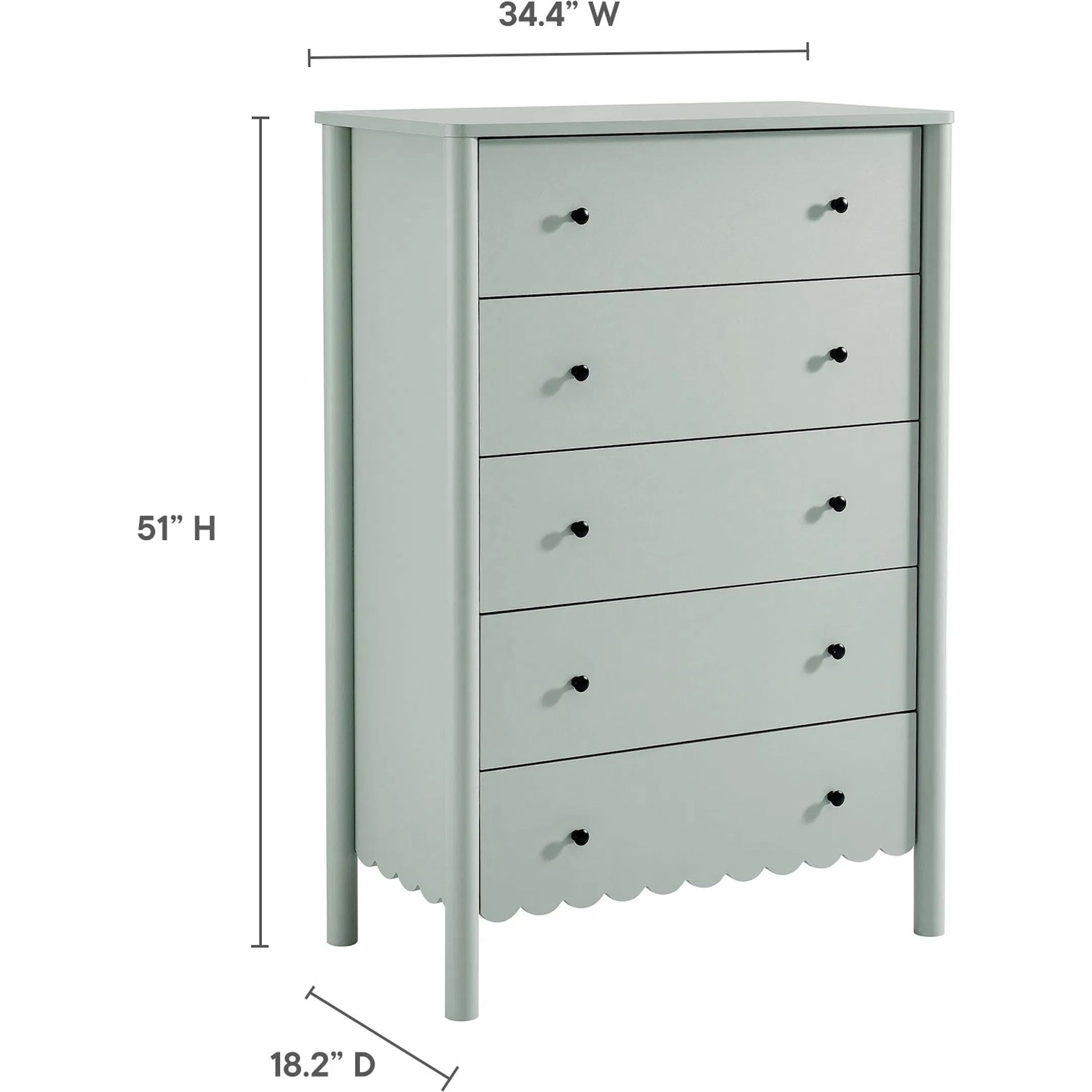 Kiowa Scalloped 5-Drawer Chest by Evans & Londeen. Made from unique in a transitional style.