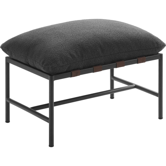 Craven Outdoor Boucle Ottoman by Evans & Londeen. Made from boucle in a unique style.
