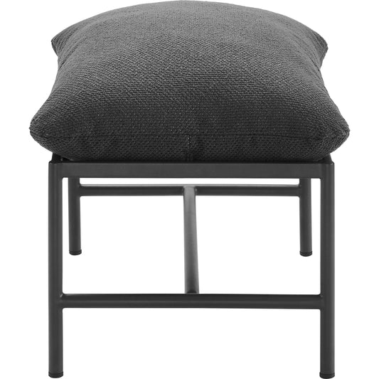 Craven Outdoor Boucle Ottoman by Evans & Londeen. Made from boucle in a unique style.