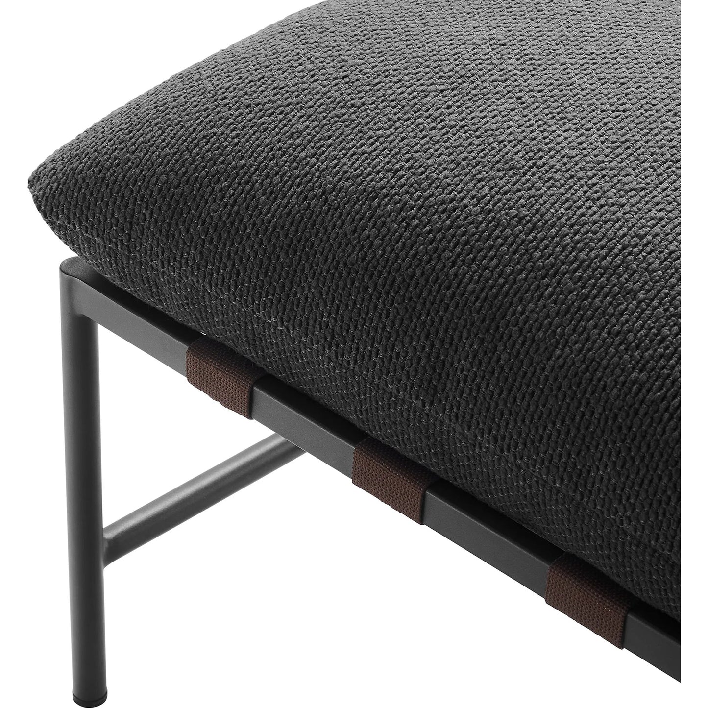 005 SI-2358437 | Closeup | Iron Boucle Ottoman by Evans & Londeen. Made from boucle in a transitional style.