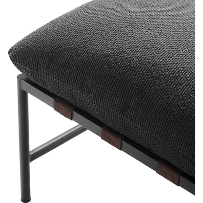Iron Boucle Ottoman by Evans & Londeen. Made from boucle in a transitional style.
