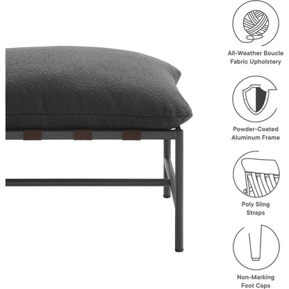 Iron Boucle Ottoman by Evans & Londeen. Made from boucle in a transitional style.