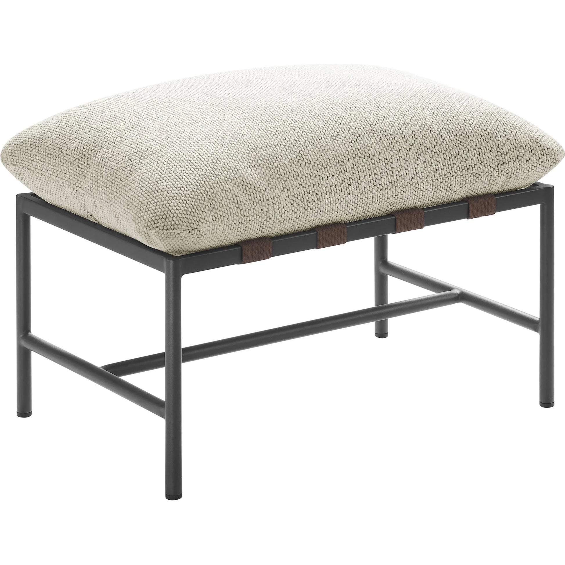 Iron Boucle Ottoman by Evans & Londeen. Made from boucle in a transitional style.