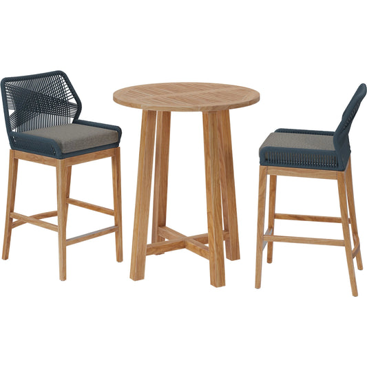 North 3-Piece Teak Wood Bar Set by Evans & Londeen. Made from teak wood in a unique style.