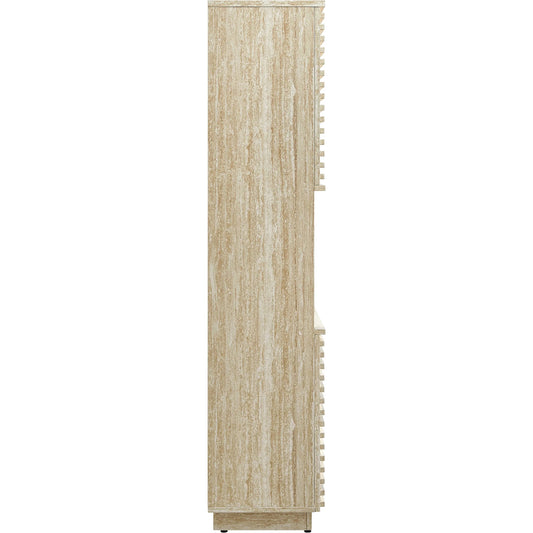 Rennell Tall Faux Travertine Linen Storage Cabinet by Evans & Londeen in travertine. Made from faux travertine in a unique style.