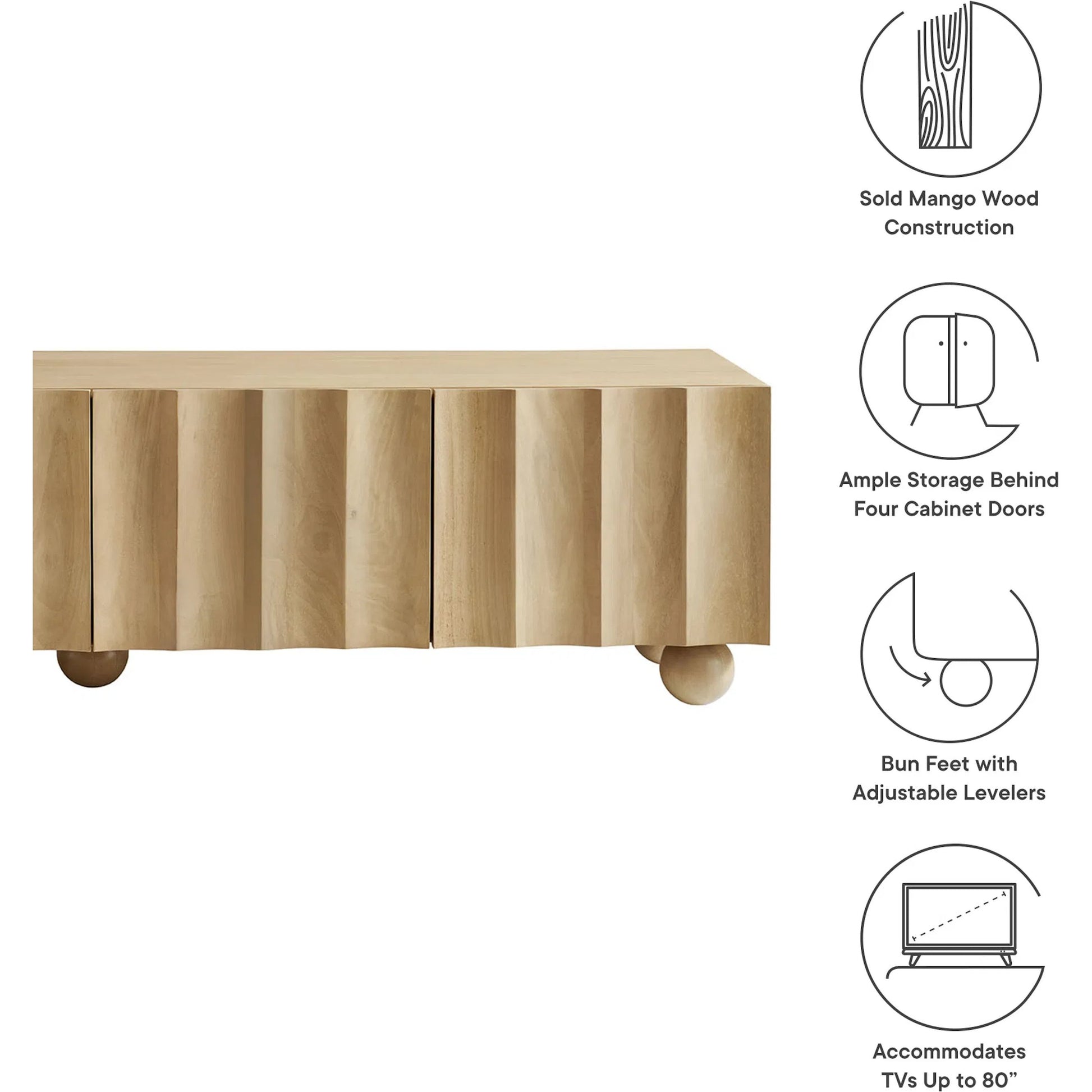 Ellis Scalloped 71" Wood TV Stand by Evans & Londeen. Made from wood in a transitional style.