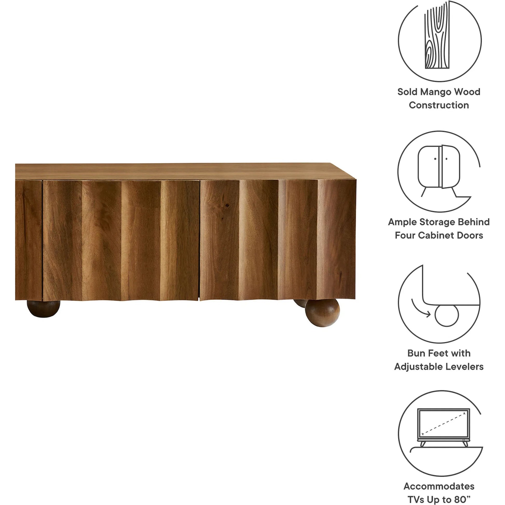 Ellis Scalloped 71" Wood TV Stand by Evans & Londeen. Made from wood in a transitional style.