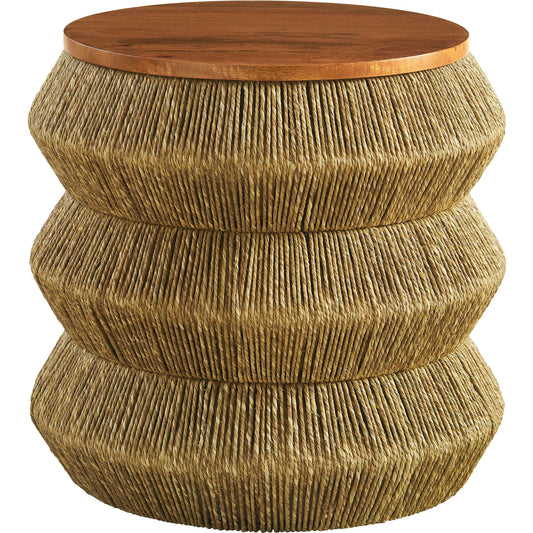 Alamota Seagrass and Wood End Table by Evans & Londeen in walnut natural. Made from seagrass, wood in a rustic style.