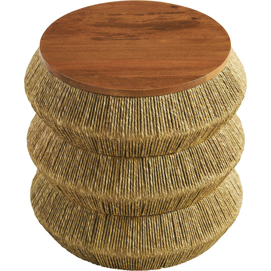 Alamota Seagrass and Wood End Table by Evans & Londeen in walnut natural. Made from seagrass, wood in a rustic style.