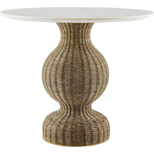 Maverick 36" Marble and Seagrass Dining Table by Evans & Londeen in white natural. Made from marble, seagrass in a unique style.