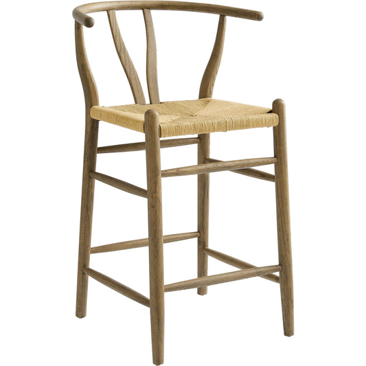 Argyll Wood Counter Stool by Evans & Londeen in weathered gray teak. Made from wood in a unique style.