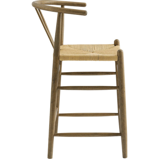 Argyll Wood Counter Stool by Evans & Londeen in weathered gray teak. Made from wood in a unique style.