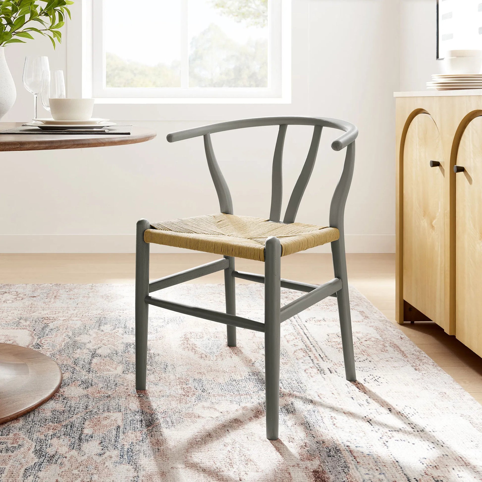 Argyll 32" Wood Dining Accent Chair by Evans & Londeen in light gray. Made from wood in a rustic style.