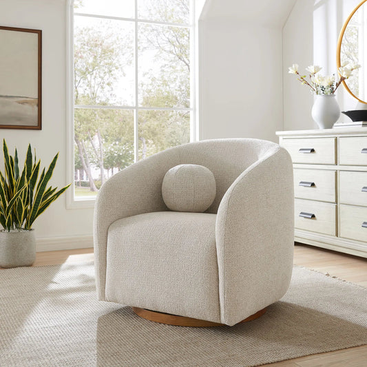 Breathitt Swivel Chenille Armchair by Evans & Londeen. Made from chenille fabric in a transitional style.