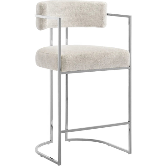 Stranger Curved Back Counter Stool by Evans & Londeen. Made from fabric, metal in a unique style.