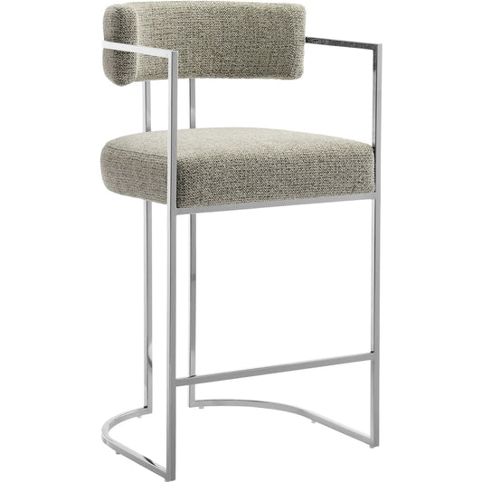 Stranger Curved Back Counter Stool by Evans & Londeen. Made from fabric, metal in a unique style.
