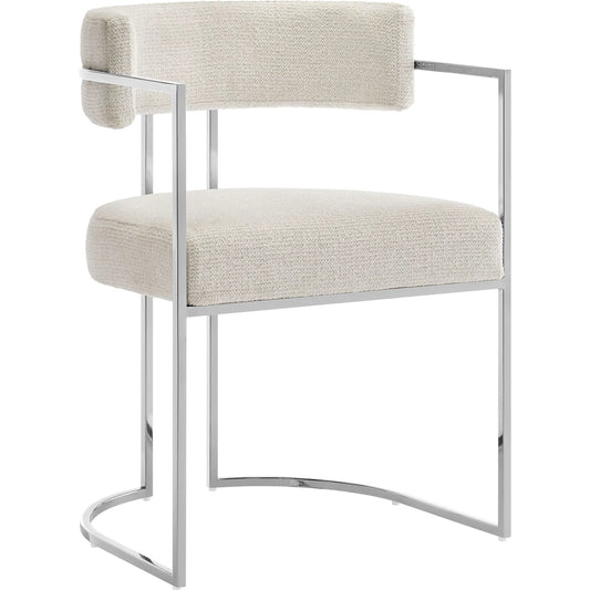 Stranger Curved Back Dining Accent Chair by Evans & Londeen. Made from fabric, metal in a unique style.