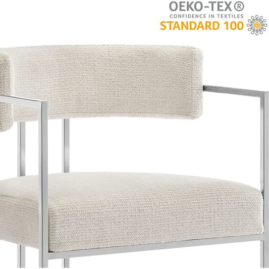 Stranger Curved Back Dining Accent Chair by Evans & Londeen. Made from fabric, metal in a unique style.