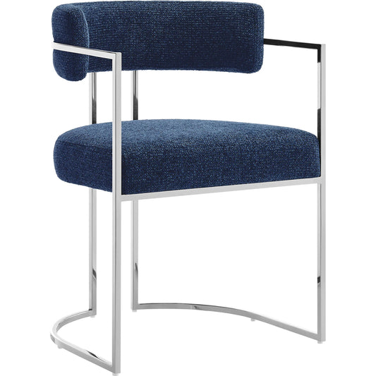 Stranger Curved Back Dining Accent Chair by Evans & Londeen. Made from fabric, metal in a unique style.