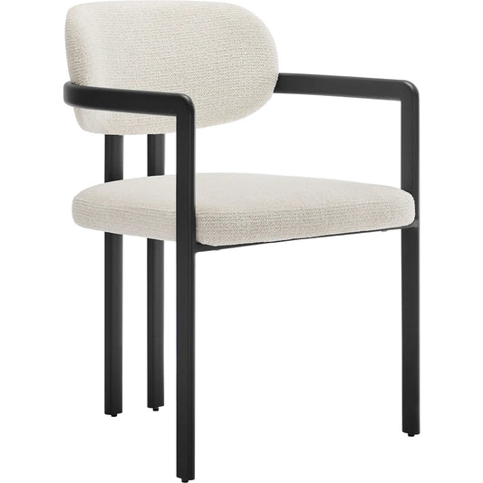 Bullock Barrel Dining Chair by Evans & Londeen. Made from fabric, metal in a unique style.