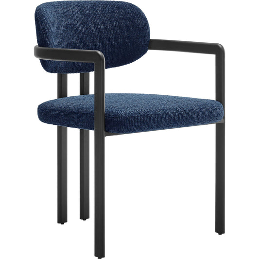 Bullock Barrel Dining Chair by Evans & Londeen. Made from fabric, metal in a unique style.