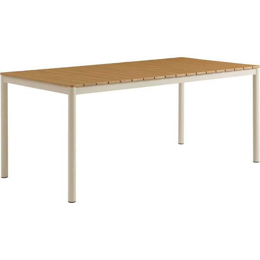 Tama Outdoor 71" Aluminum Dining Table with Faux Wood Top by Evans & Londeen in natural. Made from aluminum in a unique style.