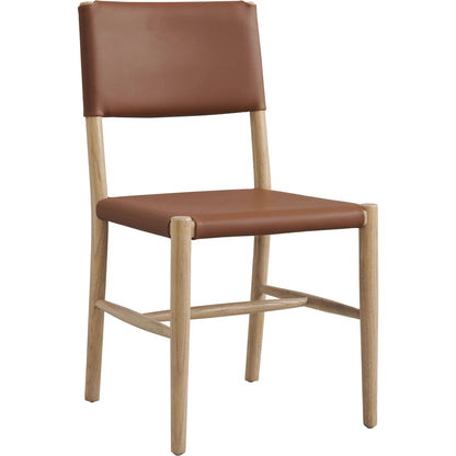 Greenville Wood Vegan Dining Side Chairs (Set of 2) by Evans & Londeen in natural. Made from vegan leather in a traditional style.