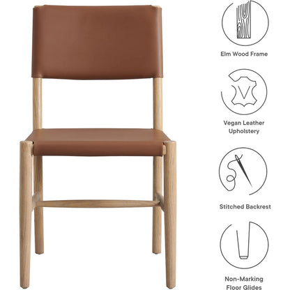 Greenville Wood Vegan Dining Side Chairs (Set of 2) by Evans & Londeen in natural. Made from vegan leather in a traditional style.