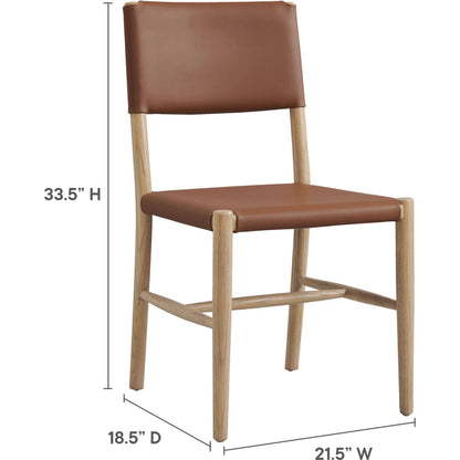 Greenville Wood Vegan Dining Side Chairs (Set of 2) by Evans & Londeen in natural. Made from vegan leather in a traditional style.
