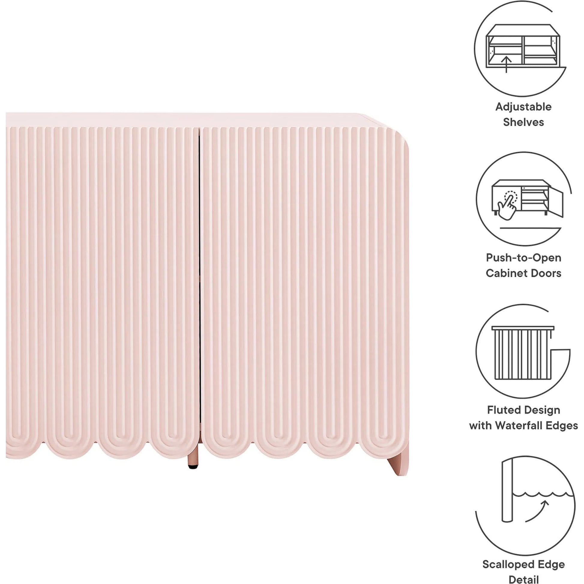 Champaign Fluted and Scalloped Sideboard Storage Cabinet by Evans & Londeen. Made from unique in a eclectic & global style.