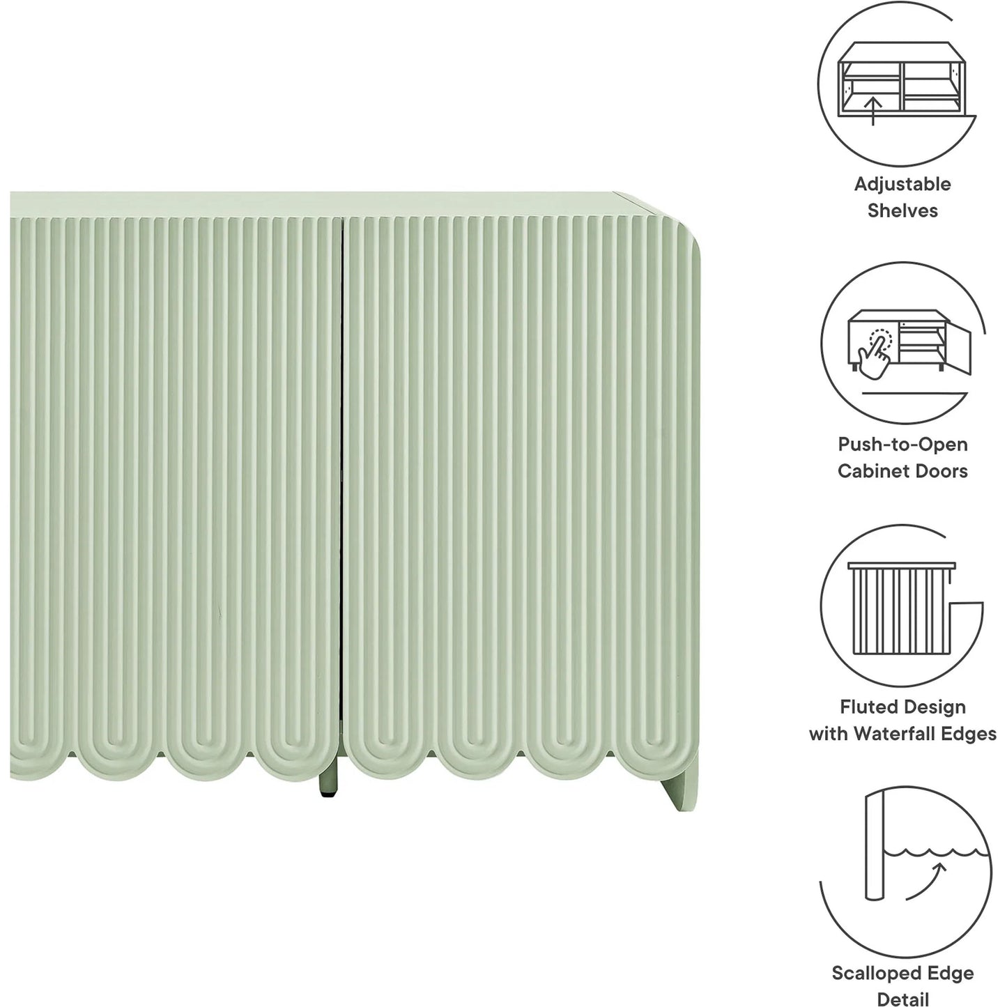 010 SI-2358571 | Additional Silo | Champaign Fluted and Scalloped Sideboard Storage Cabinet by Evans & Londeen. Made from unique in a eclectic & global style.