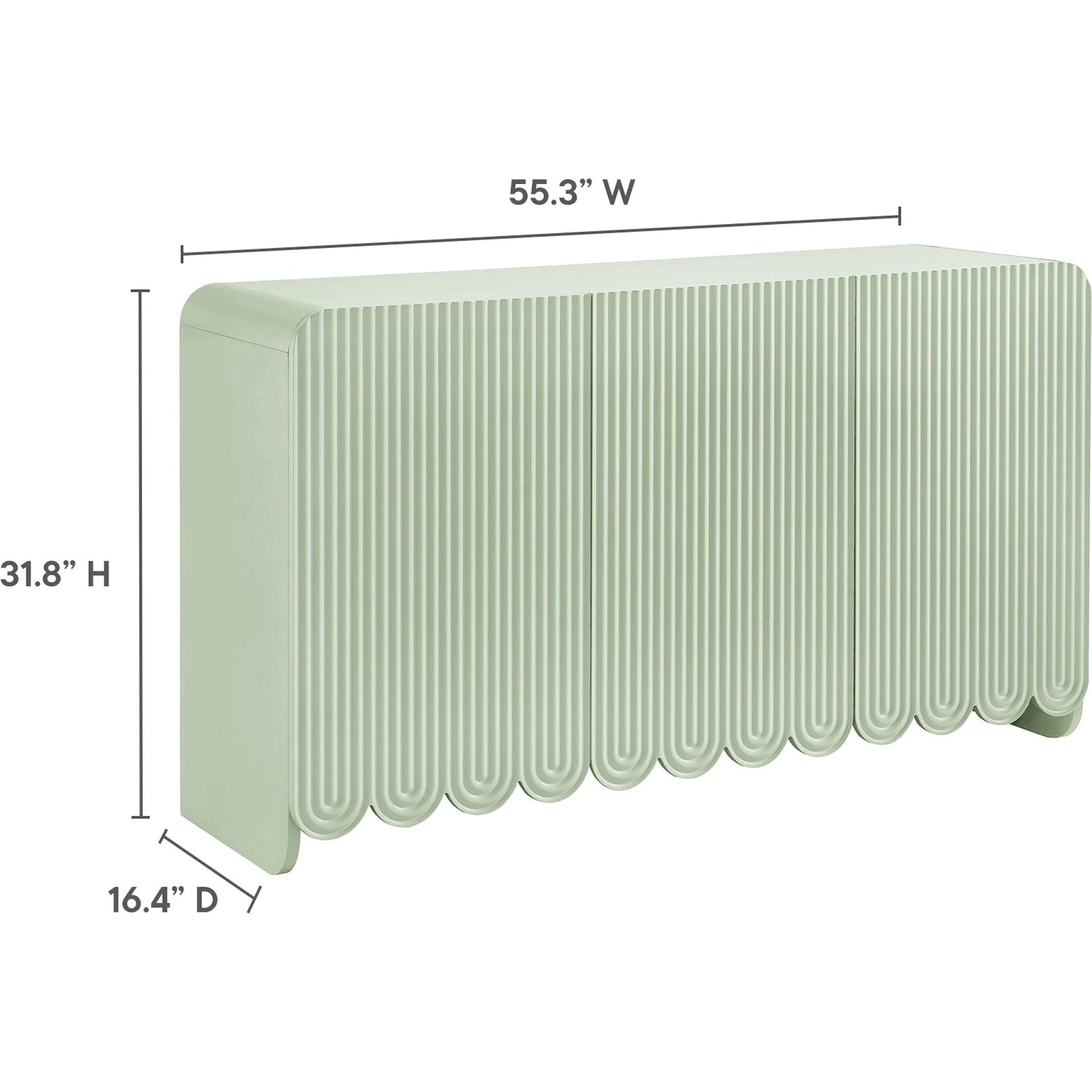 Champaign Fluted and Scalloped Sideboard Storage Cabinet by Evans & Londeen. Made from unique in a eclectic & global style.