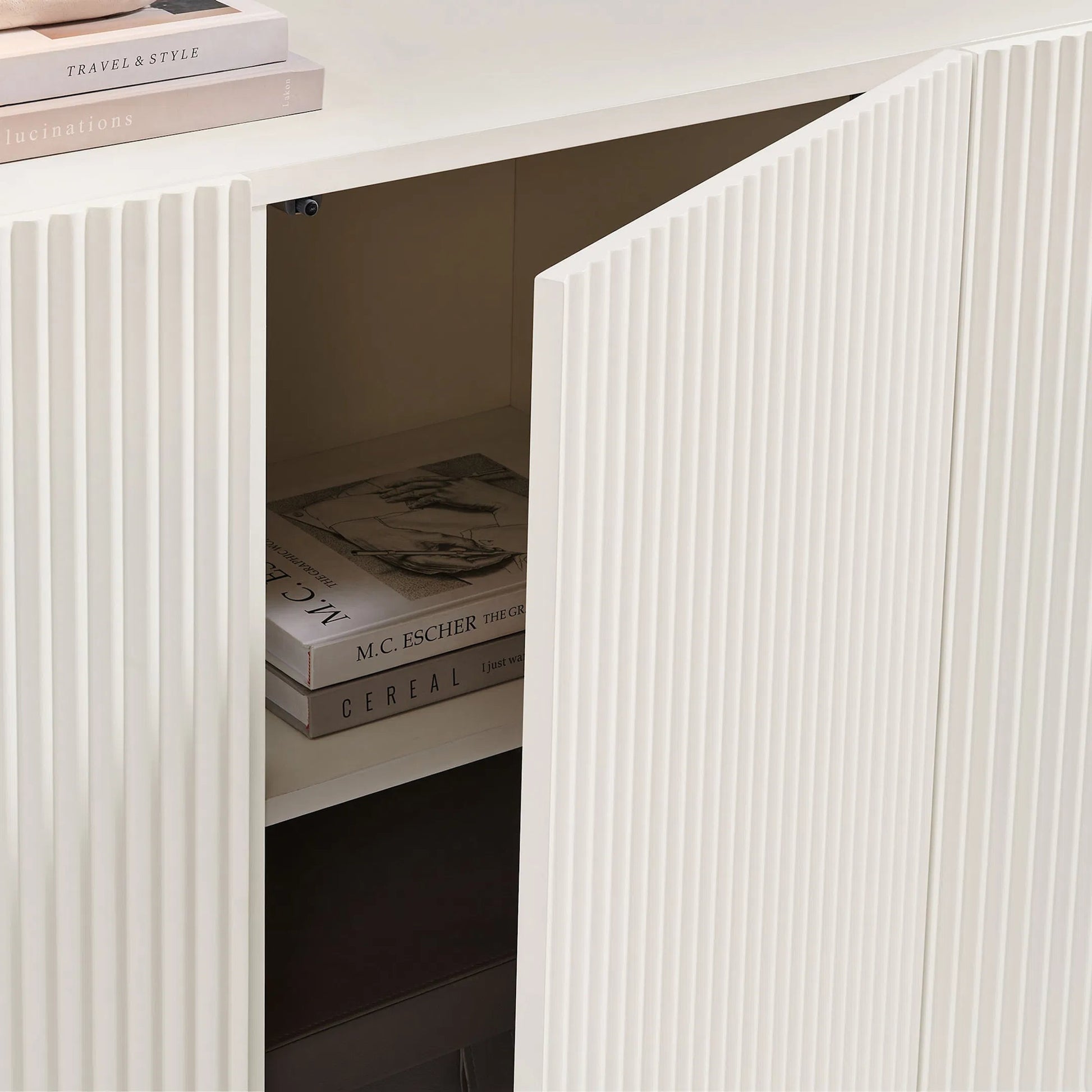 Champaign Fluted and Scalloped Sideboard Storage Cabinet by Evans & Londeen. Made from unique in a eclectic & global style.