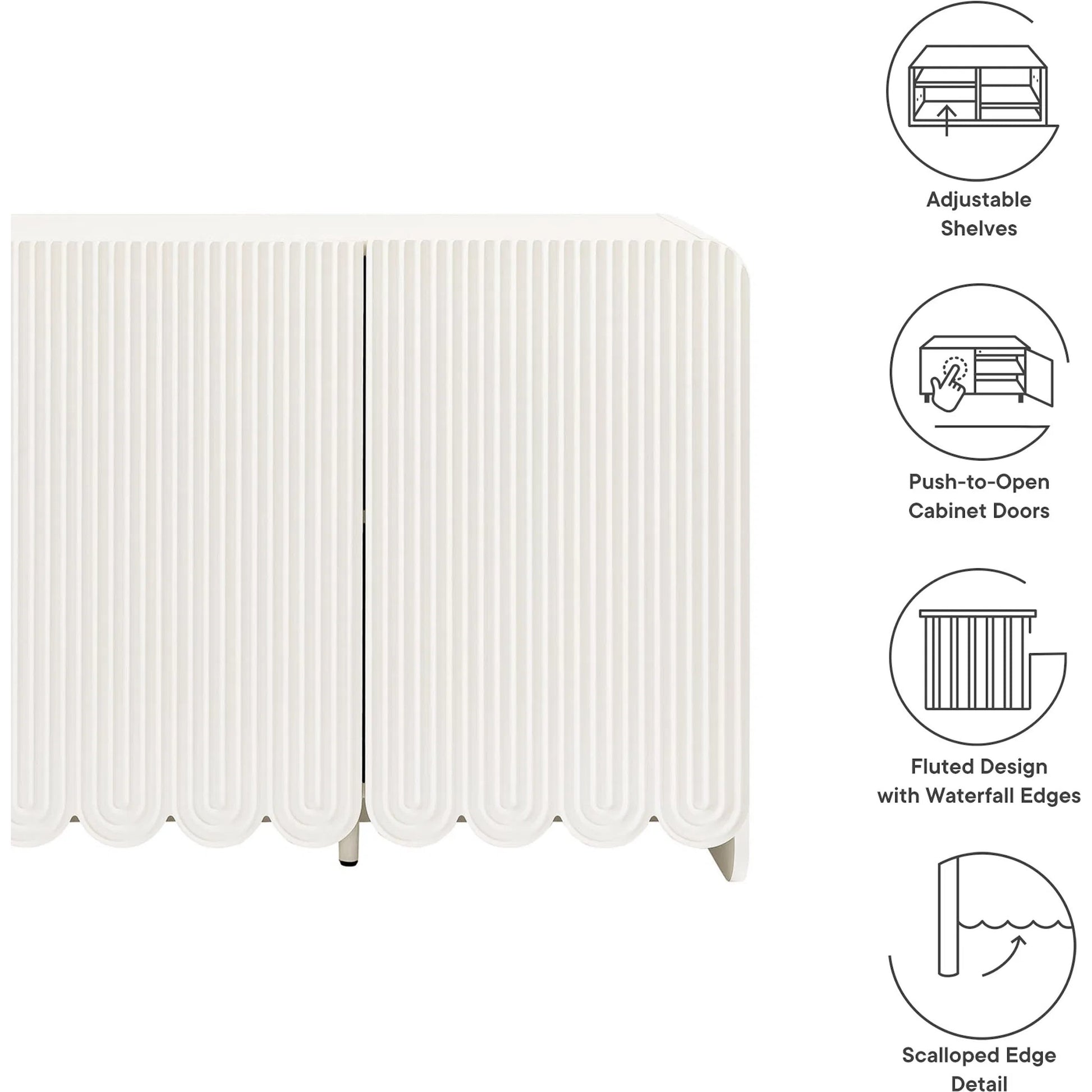 Champaign Fluted and Scalloped Sideboard Storage Cabinet by Evans & Londeen. Made from unique in a eclectic & global style.