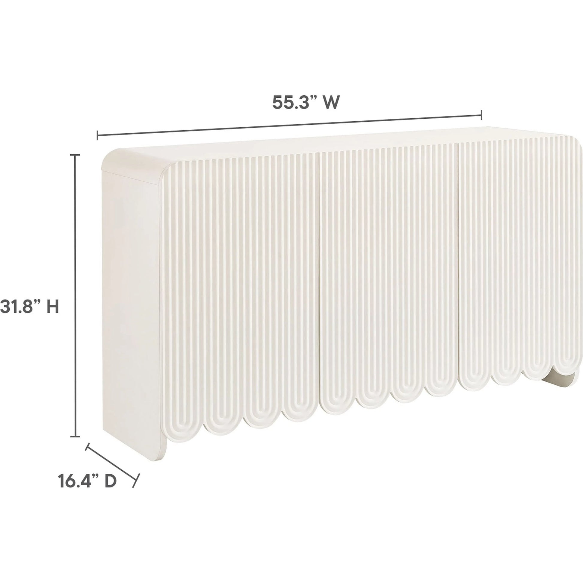 Champaign Fluted and Scalloped Sideboard Storage Cabinet by Evans & Londeen. Made from unique in a eclectic & global style.