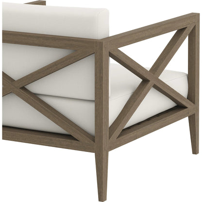 Galt Teak Armchair by Evans & Londeen in weathered gray white. Made from teak in a transitional style.