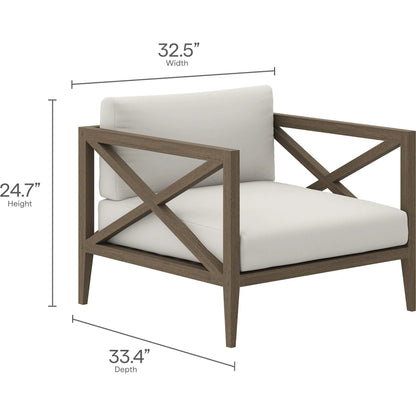 Galt Teak Armchair by Evans & Londeen in weathered gray white. Made from teak in a transitional style.