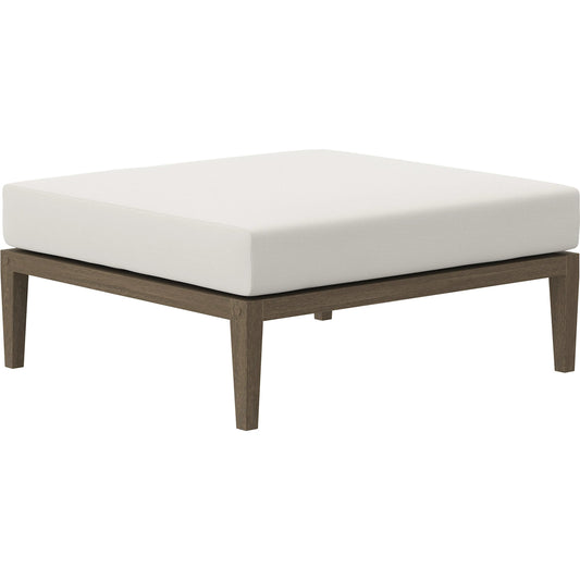 Galt Teak Ottoman by Evans & Londeen in weathered gray white. Made from teak in a transitional style.
