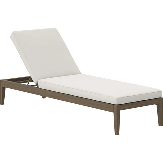 Galt Teak Chaise Lounge by Evans & Londeen in weathered gray white. Made from teak in a transitional style.