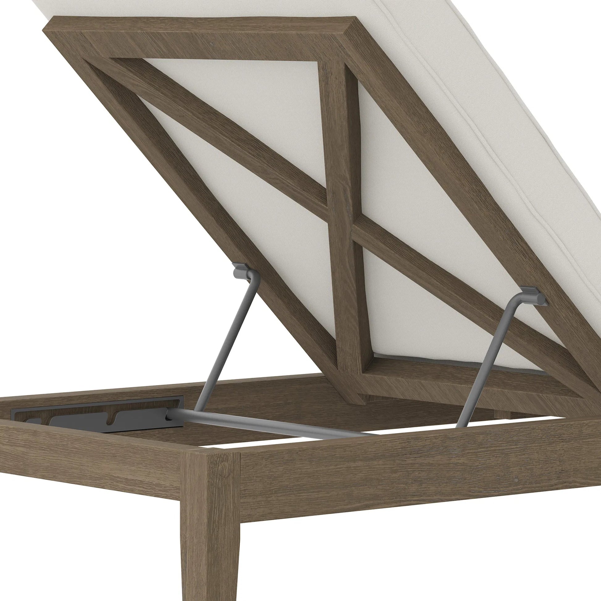 Galt Teak Chaise Lounge by Evans & Londeen in weathered gray white. Made from teak in a transitional style.