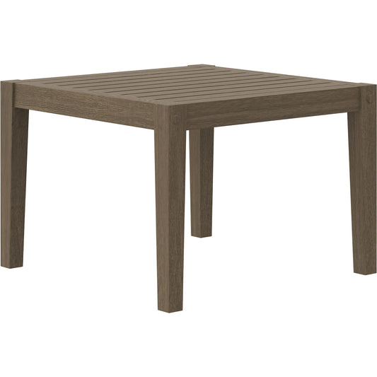 Galt Square Teak Side Table by Evans & Londeen in weathered gray. Made from teak in a transitional style.