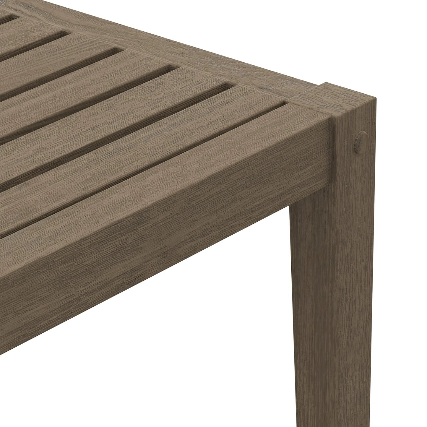 005 SI-2453467 | Closeup | Galt Square Teak Side Table by Evans & Londeen in weathered gray. Made from teak in a transitional style.