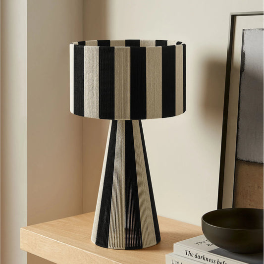 Limestone Handwoven Cotton Thread Striped Table Lamp by Evans & Londeen. Made from cotton thread in a unique style.
